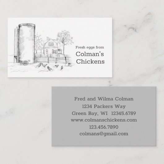 チキンズフレッシュエッグズファーム白黒 名刺 (正面/裏面)