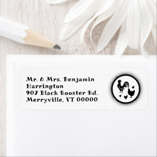 チキンズルースターブラックンホワイト差出人住所 ラベル