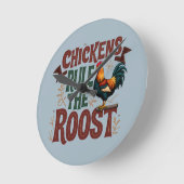 チキンズルールザルーストフ素朴ァームイラストレーション ラウンド壁時計 (傾斜)