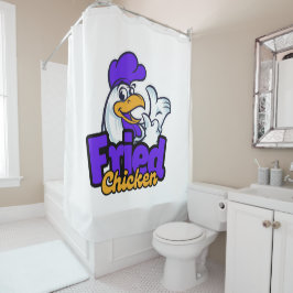 チキンタイポグラフィ シャワーカーテン