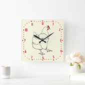 チキンタイムカートゥーンスケッチファームアニマルアート スクエア壁時計 (ホーム)