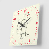 チキンタイムカートゥーンスケッチファームアニマルアート スクエア壁時計 (傾斜)