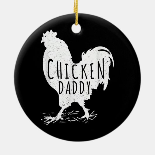 チキンダディパパファーム農家ルースターおもしろい セラミックオーナメント (裏面)