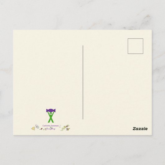 チキンダンスのおもしろい動物カラフル芸術を行う ポストカード (裏面)