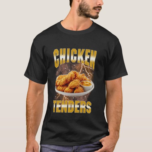 チキンテンダーの愛好家ミーム 90年代風おもしろブートレググラフィック Tシャツ (正面)