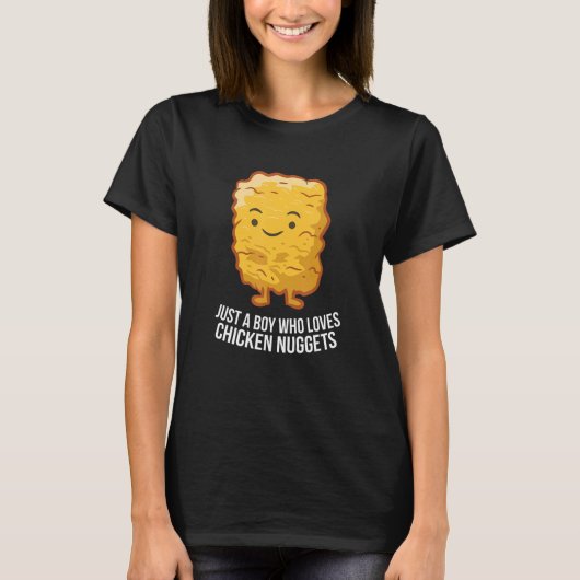 チキンナゲットが大好きな少年 デザインTシャツ Tシャツ (正面)