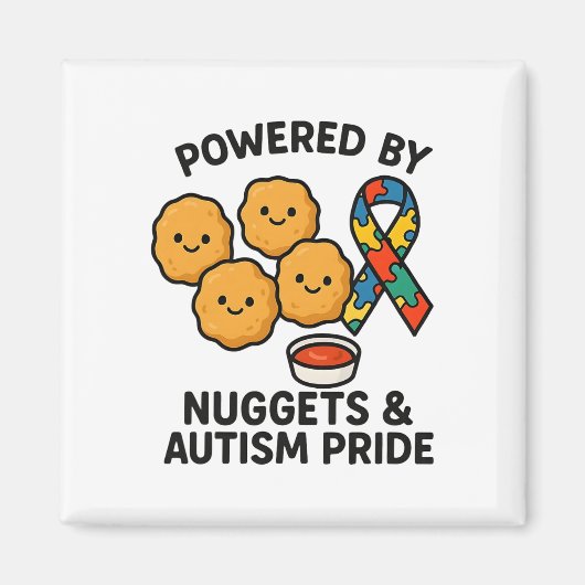 チキンナゲットと自閉症 Pride に励まされた男性用 マグネット (正面)