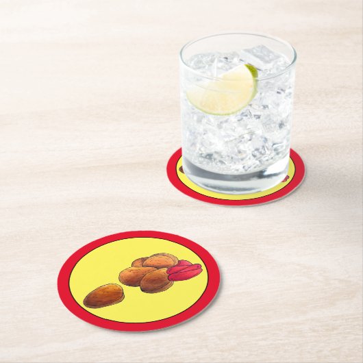 チキンナゲットケチャップジャンクファストフードグルメ ラウンドペーパーコースター (インサイチュ)