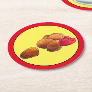 チキンナゲットケチャップジャンクファストフードグルメ ラウンドペーパーコースター