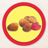 チキンナゲットケチャップジャンクファストフードグルメ ラウンドペーパーコースター (正面)