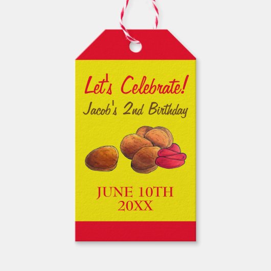 チキンナゲットケチャップジャンクフード誕生日パーティー ギフトタグ (正面)