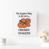 チキンナゲットファストフードおもしろいチキンナゲット スクエア壁時計 (ホーム)