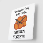 チキンナゲットファストフードおもしろいチキンナゲット スクエア壁時計 (傾斜)