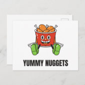 チキンナゲットフードかわいい顔 インビテーションポストカード (正面/裏面)