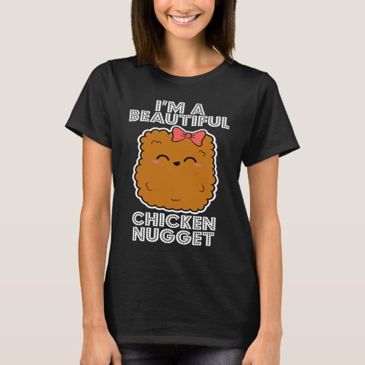 チキンナゲット 女性 クール ファストフード Tシャツ (正面)
