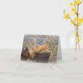 チキンノートカード カード (黄色い花)