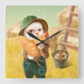 チキンハグ角壁時計 スクエア壁時計 (正面)