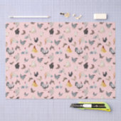 チキンハッピーパターンラッピング紙シート 薄葉紙 (クラフト)