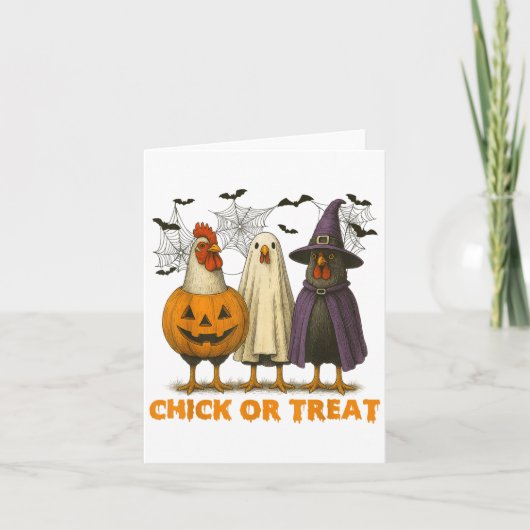 チキンハロウィンおもしろいの衣装チーを雛または治療 カード (正面)