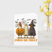 チキンハロウィンおもしろいの衣装チーを雛または治療 カード (黄色い花)