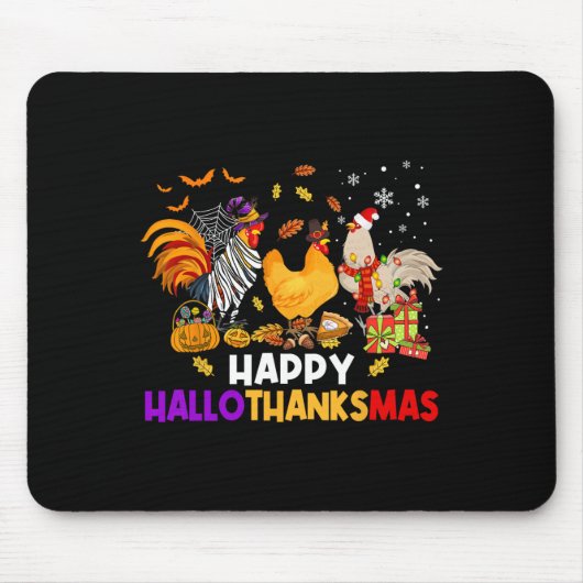 チキンハロウィーンハッピーハロ感謝祭の秋の時間 マウスパッド (正面)