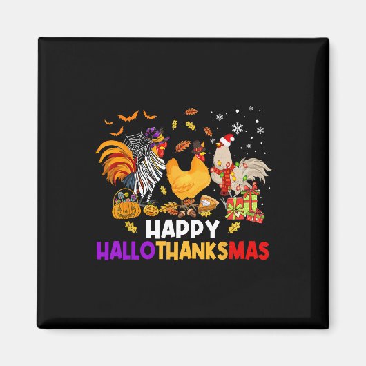 チキンハロウィーンハッピーハロ感謝祭の秋の時間 マグネット (正面)