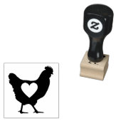 チキンハート白黒モダンイラストレーション ラバースタンプ (押印)