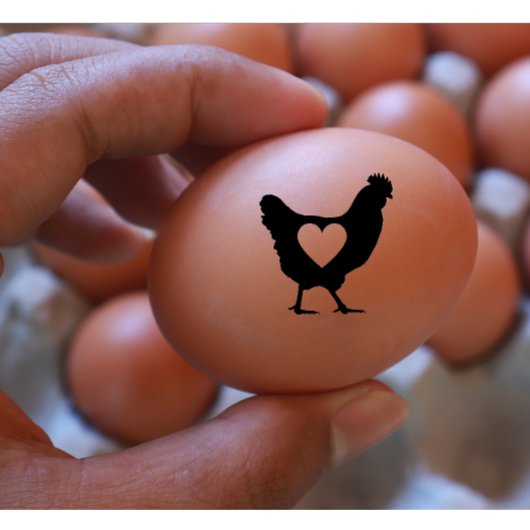 チキンハート白黒モダンイラストレーション ラバースタンプ