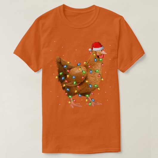 チキンバードラバークリスマスライトサンタチキンクリス Tシャツ (デザイン正面)