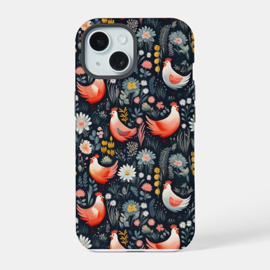 チキンパターン iPhone 15ケース (裏面)