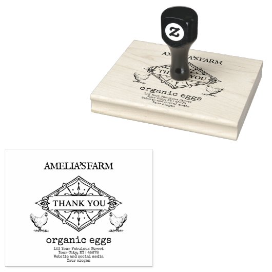 チキンパーソナライズされたサンキュー差出人住所 ラバースタンプ (押印)