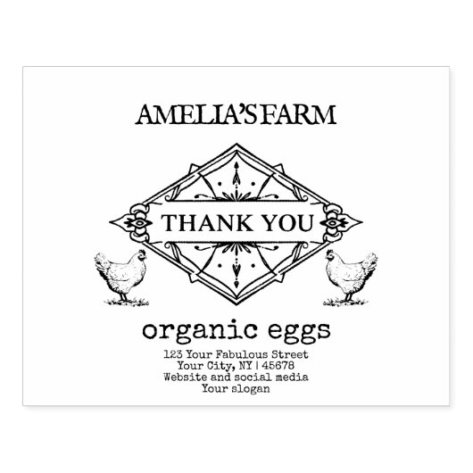 チキンパーソナライズされたサンキュー差出人住所 ラバースタンプ (インプリント)