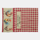 チキンパーソナライズされたCOOP – レッドタンバッファロープレイド キッチンタオル (横)