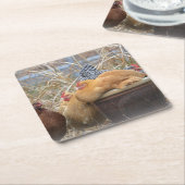 チキンパーティーコースター スクエアペーパーコースター (アングル)