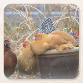 チキンパーティーコースター スクエアペーパーコースター (正面)