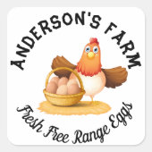 チキンビジネスおもしろいカスタムファミリーファームエッグ スクエアシール (正面)