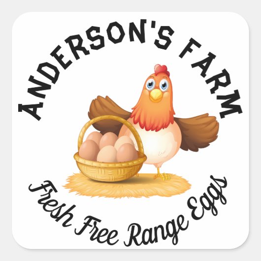 チキンビジネスおもしろいカスタムファミリーファームエッグ スクエアシール (正面)