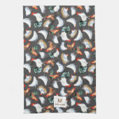 チキンファミリーファームハウスモノグラム キッチンタオル (縦)