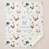 チキンファミリーファームハウスモノグラム シェルパブランケット (正面)