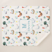 チキンファミリーファームハウスモノグラム シェルパブランケット (正面(横))