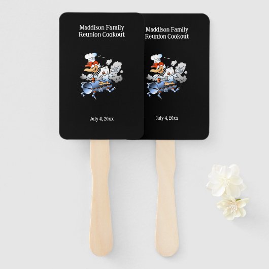 チキンファミリー懇親会クックアウトカスタム ハンドファン (正面&裏面)