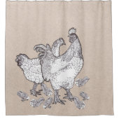 チキンファミリー シャワーカーテン (正面)