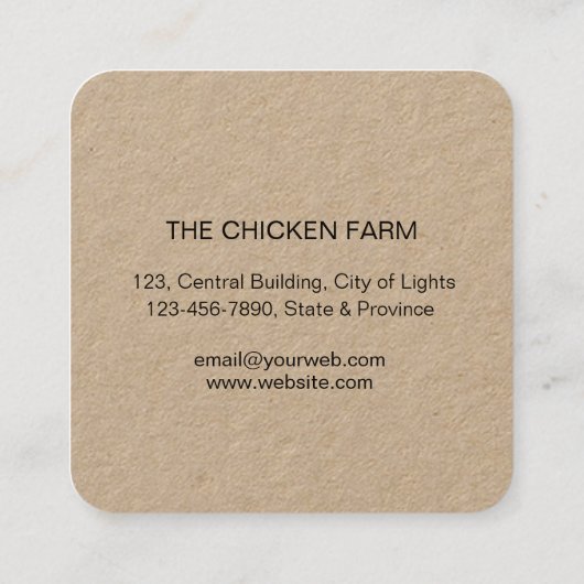 チキンファームカントリーオーガニックヘンエッグビジネスカー スクエア名刺 (裏面)