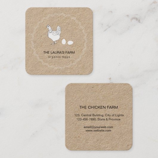 チキンファームカントリーオーガニックヘンエッグビジネスカー スクエア名刺 (正面/裏面)