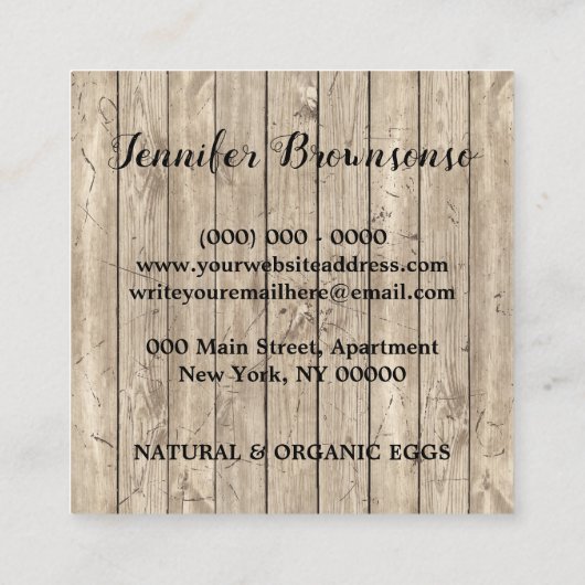 チキンファームハウス木造素朴 スクエア名刺 (裏面)
