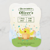 チキンファームパーティー誕生日招待状 (正面/裏面)