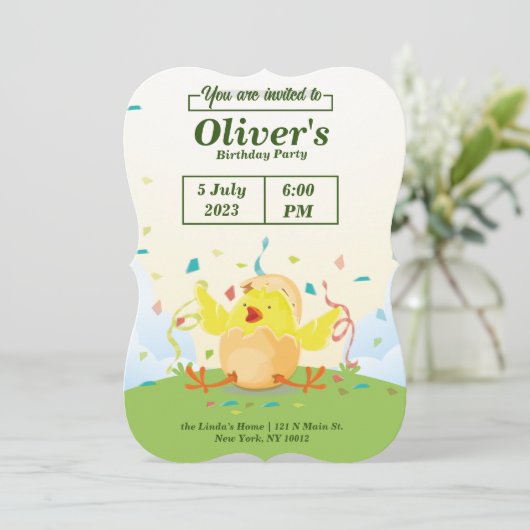 チキンファームパーティー誕生日招待状 (スタンド正面)