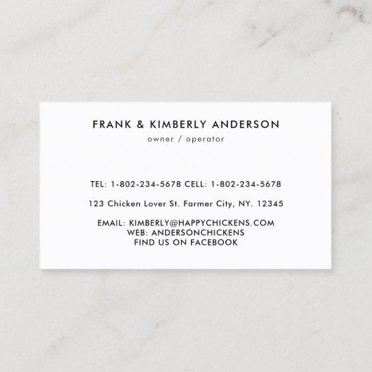 チキンファームフリーレンジエッグウォータカラー 名刺 (裏面)