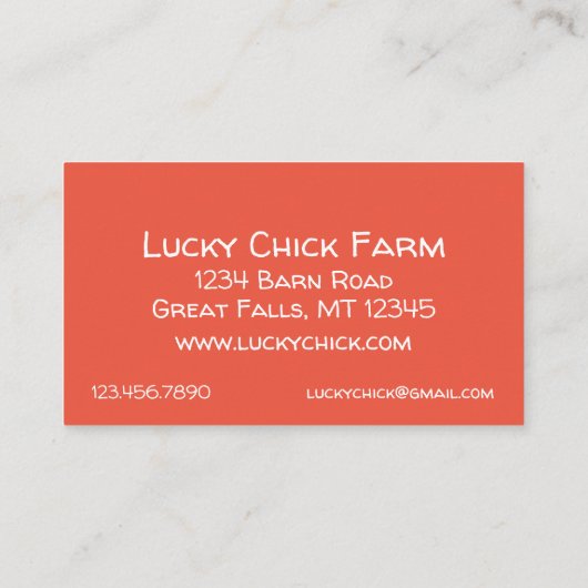 チキンファーム新鮮な卵ヘンズバードウォーター色 名刺 (裏面)