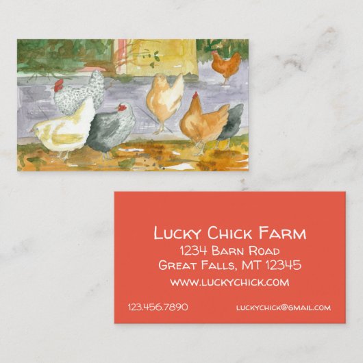 チキンファーム新鮮な卵ヘンズバードウォーター色 名刺 (正面/裏面)